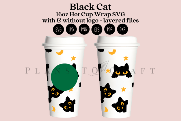 Black Cat Halloween 16oz Hot Cup Tumbler: Graphics & Crafts