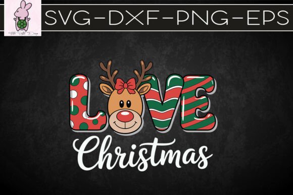 Festive Reindeer Love Christmas SVG: Graphics and Print Templates