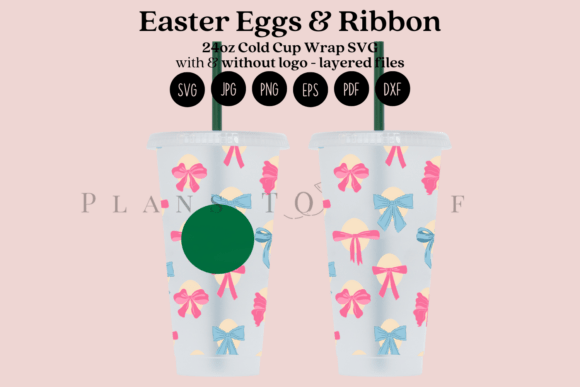 Ribbon Easter Eggs 24oz Cold Cup Wrap Graphics