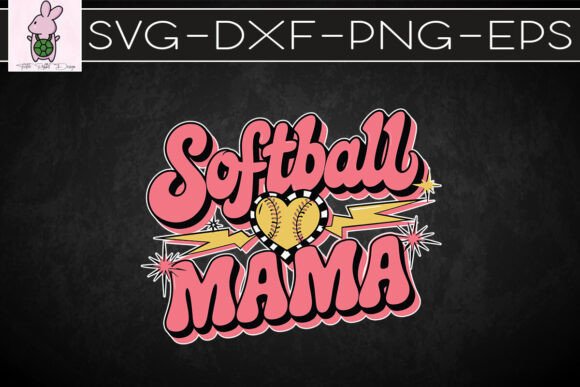 Softball Mama Retro Mother's Day SVG Graphics for Crafts