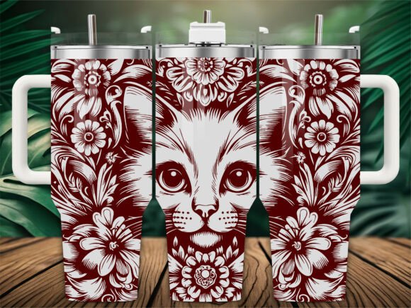 Wildflower Cat Tumbler Wrap: Graphics and Tumbler Wraps for Branding